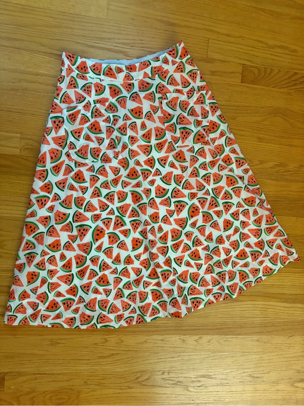 Anthropologie Watermelon Print A-Line Skirt - White/Red/Green
